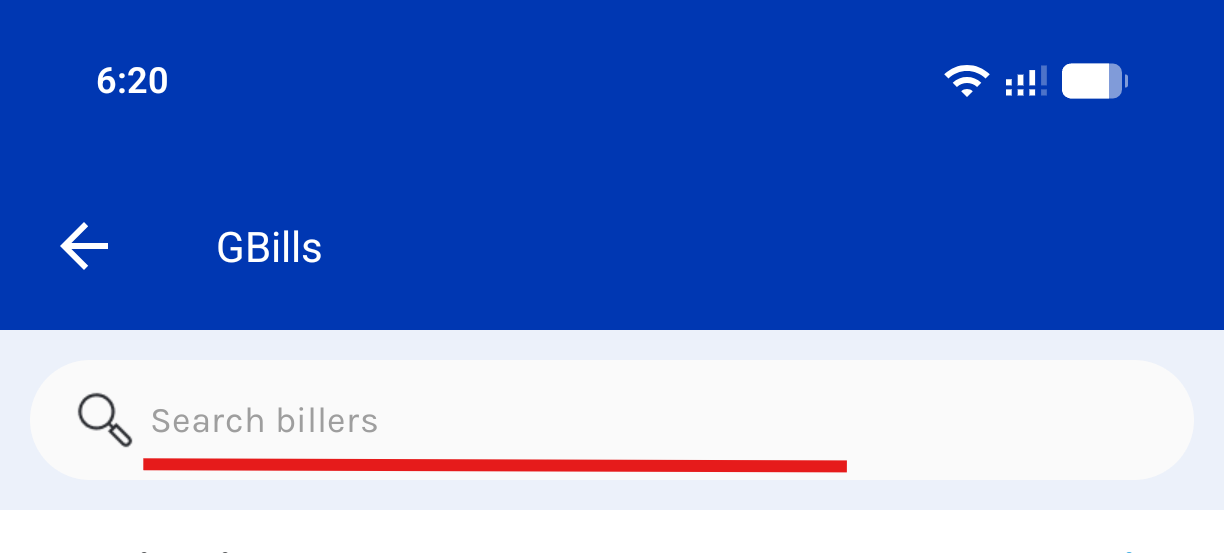 GBills search bar